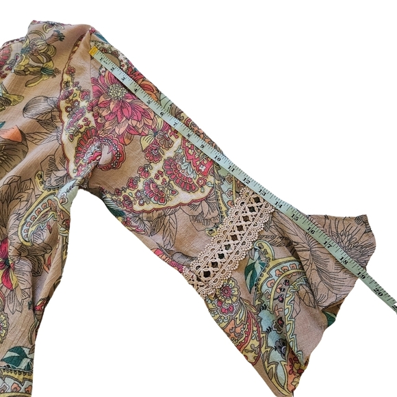 Spense Wrap Front Flutter Sleeve Paisley Blouse,Multi Floral/Paisley, Medium - Picture 9 of 11